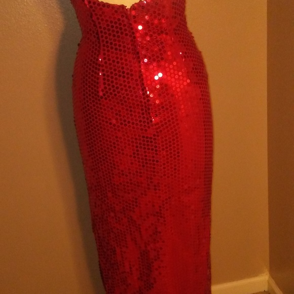 Red Sequence Dress Prom 10 - Picture 3 of 7